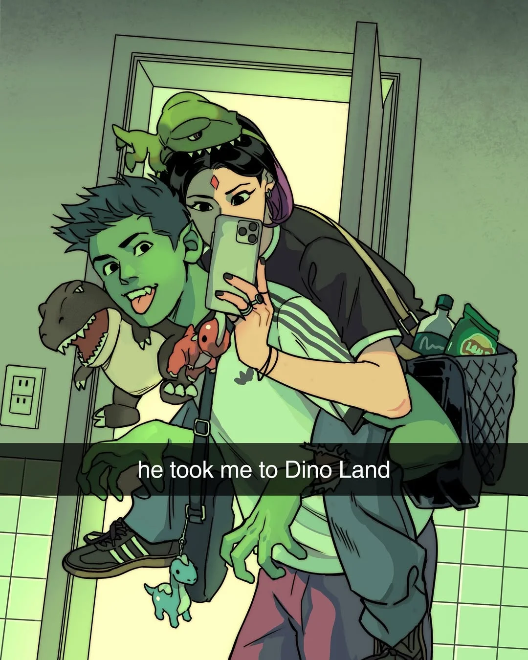 They match each others energy 🦖

I drew these for valentines day but didn’t have time to post, what other character couple you would like to see me draw? 🤔

#teentitans #raven #beastboy #dccomics #art #comics #relationshipgoals