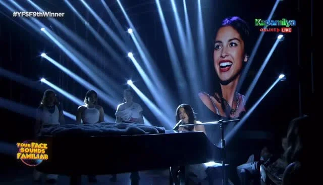 GUESS YOU DIDN’T MEAN WHAT YOU WROTE IN THAT SONG ABOUT ME 💔 #DriversLicense #sour 🚦@yourfaceph

Spilled my guts on the #YourFaceSoundsFamiliar stage as @OliviaRodrigo 💜 #YFSF9thWinner @livieshq